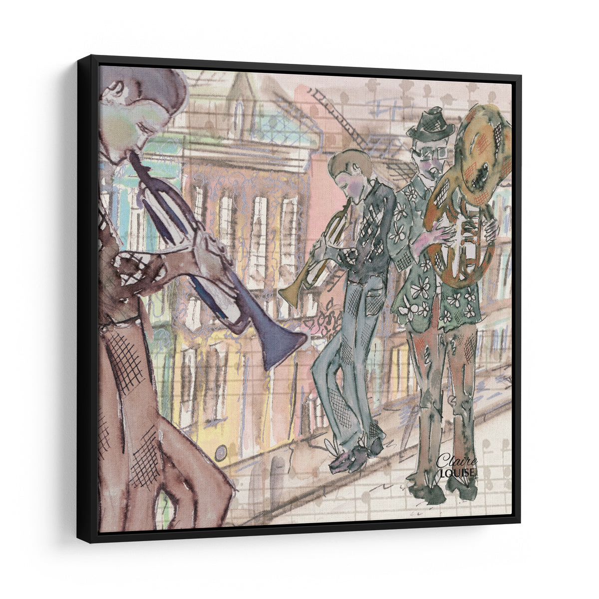 Play The Trumpets In Havana Framed Canvas Print