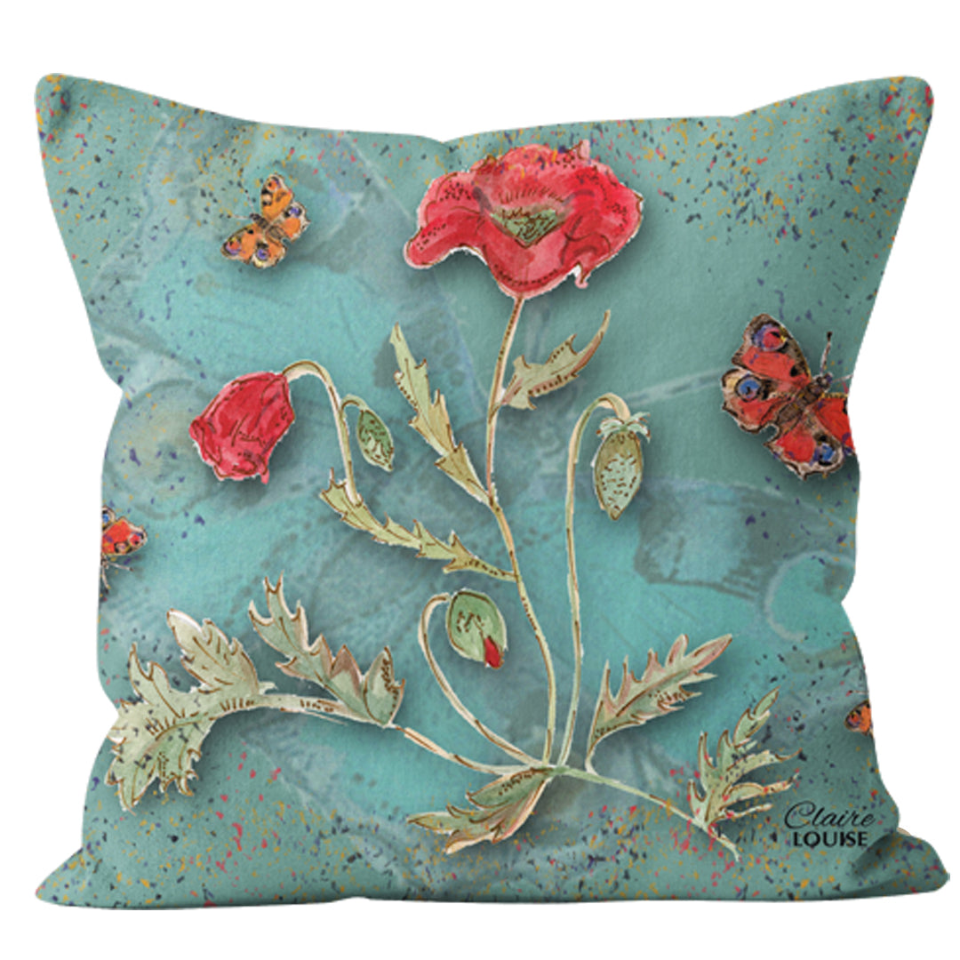 Powder Bloom Poppies Cushion