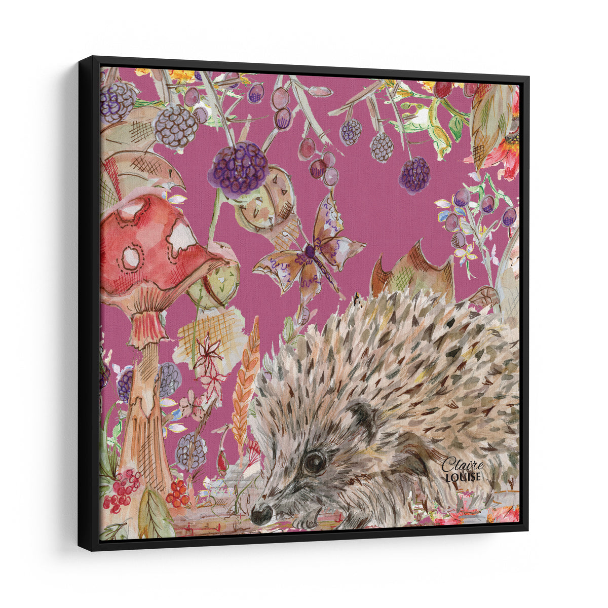Whimsical Hedgehog Framed Canvas Print