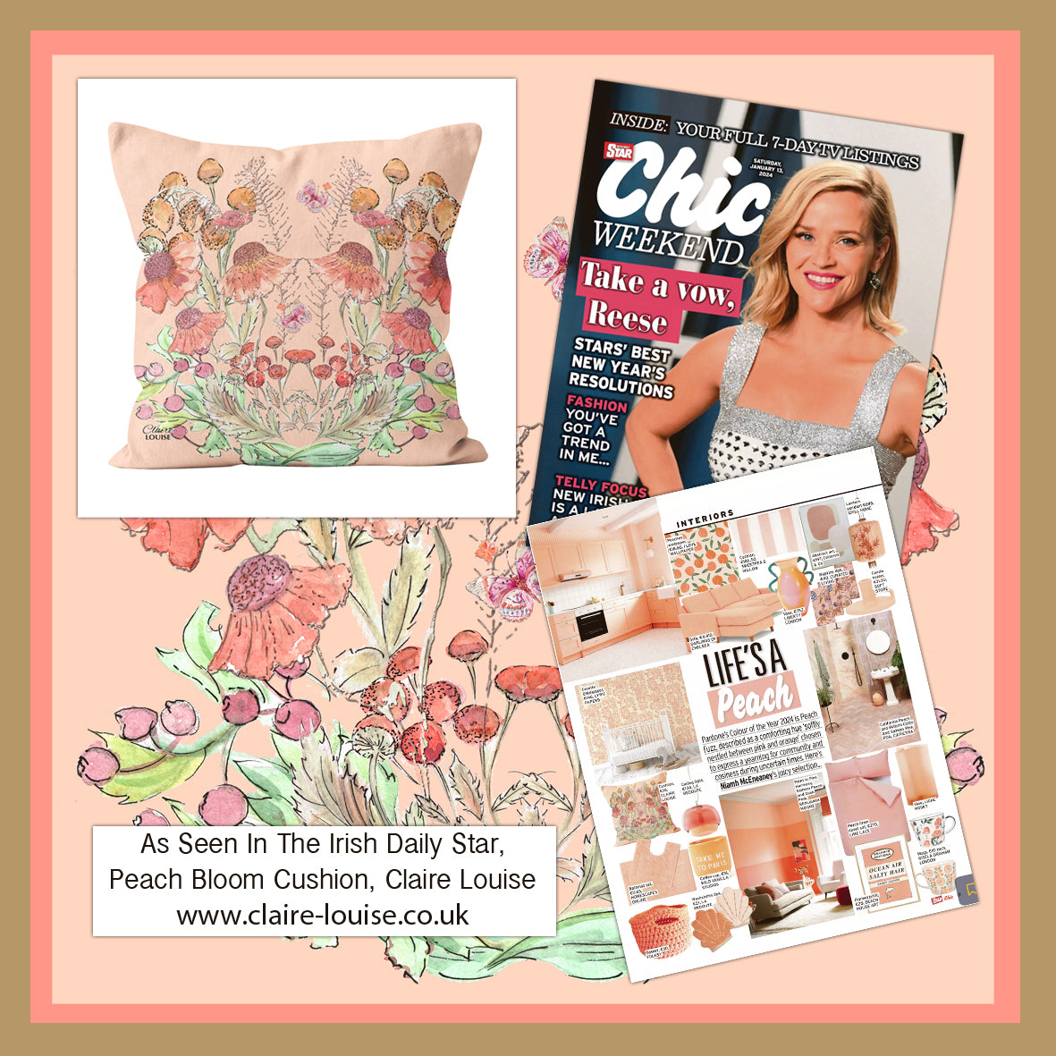 Peach Bloom Cushion