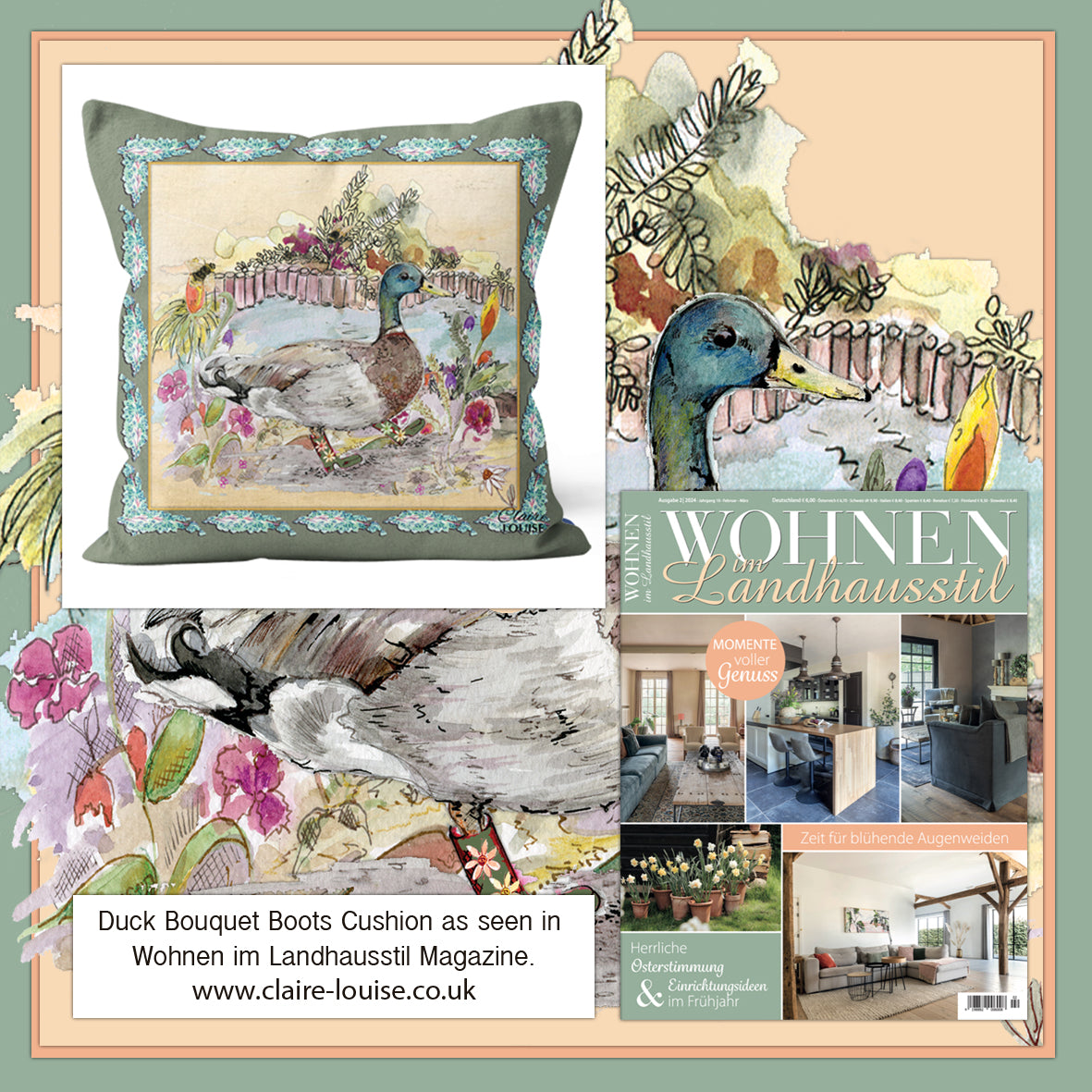 Duck Bouquet Boots Cushion