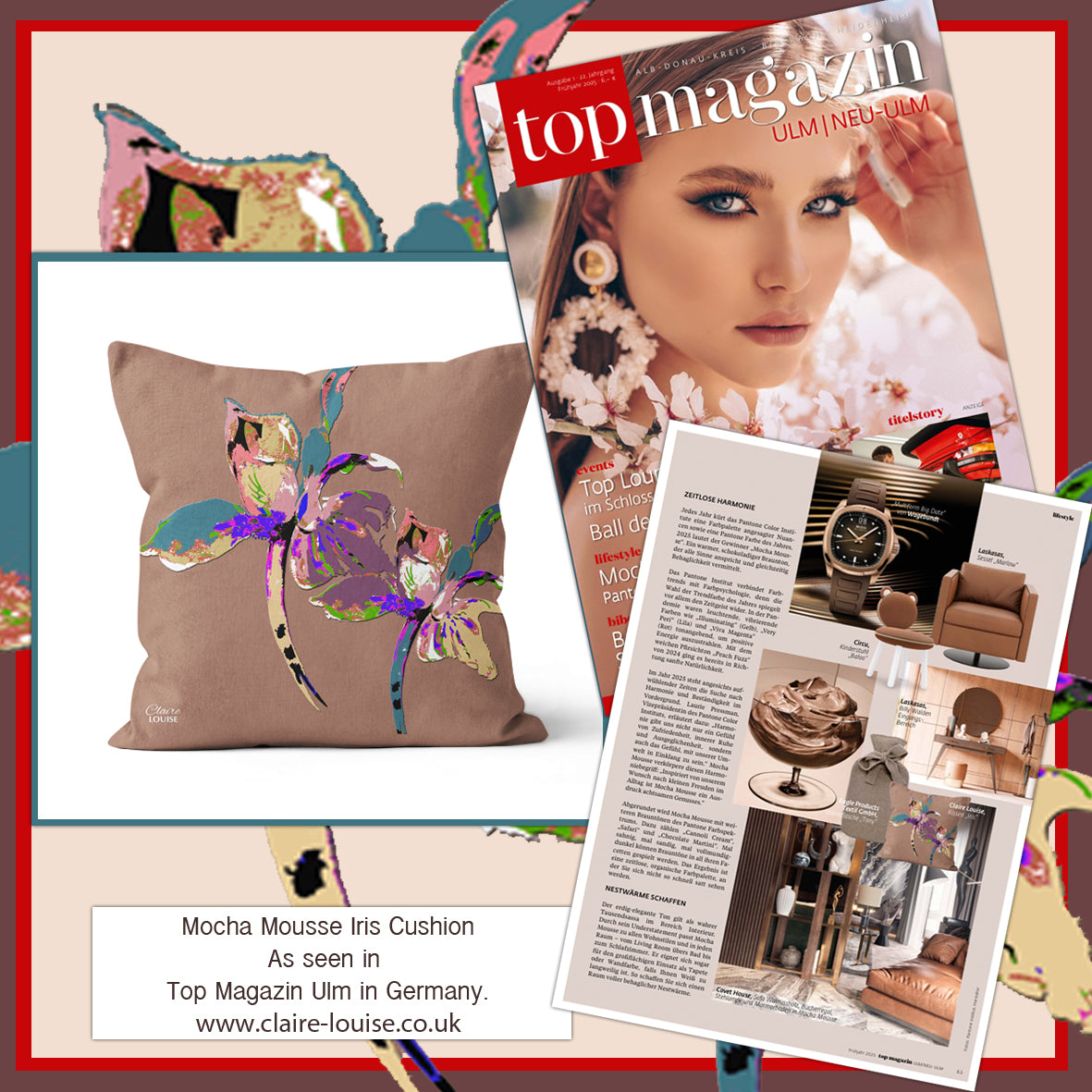 Mocha Mousse Iris Cushion