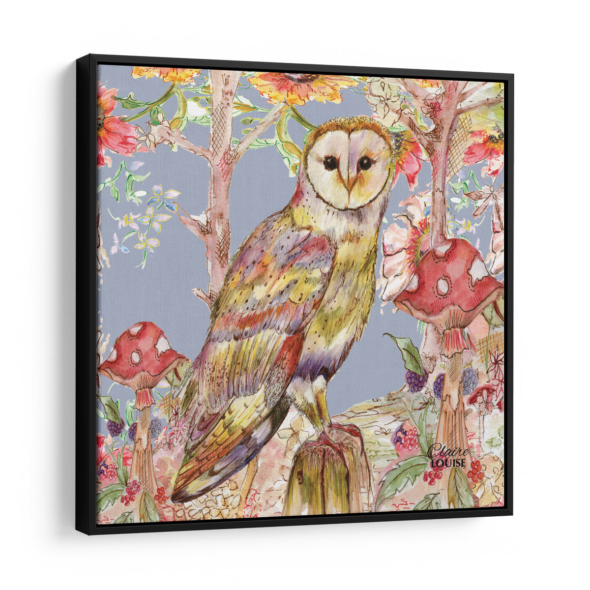 Whimsical Owl Framed Canvas Print