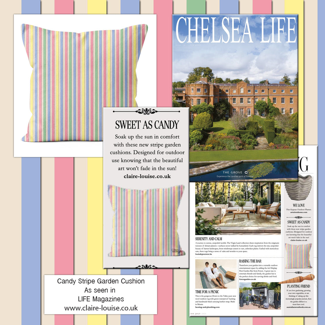 Candy Stripe Cushions – As Seen in the Press!