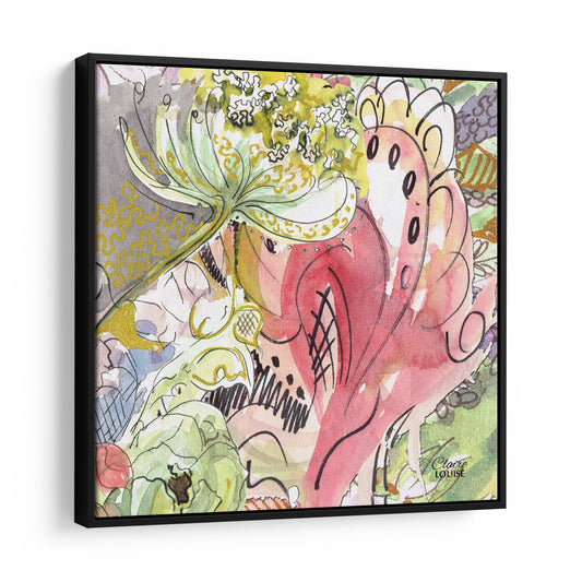 Luminous Pink Bloom Framed Canvas Print