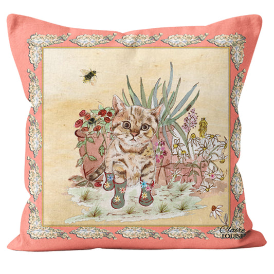 Pussycat Peach Bouquet Boots Cushion