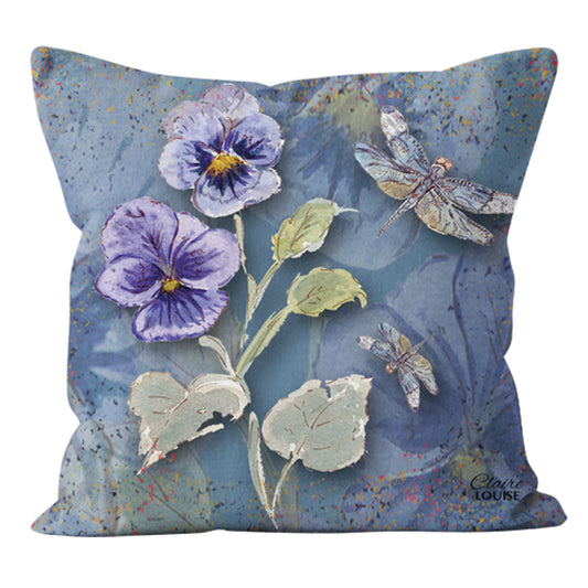 Powder Bloom Pansies Cushion