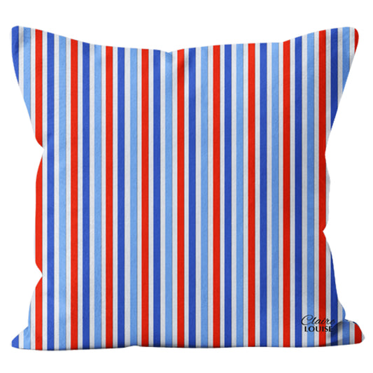 Tomato & Sky Stripe Cushion