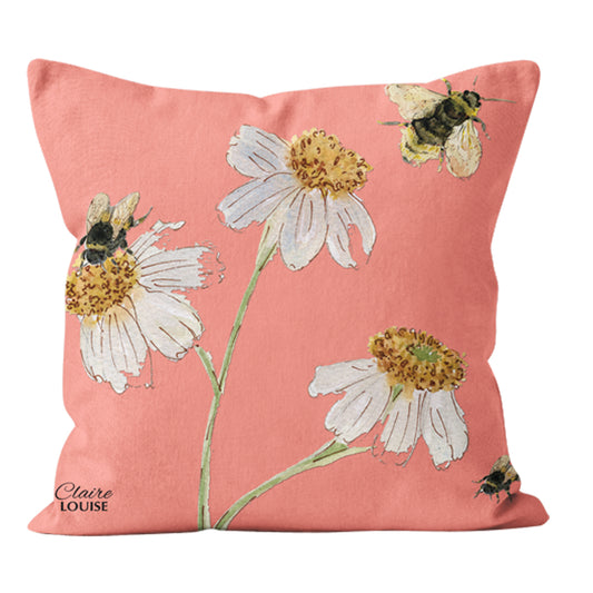 Peach Fuzz Daisies Cushion