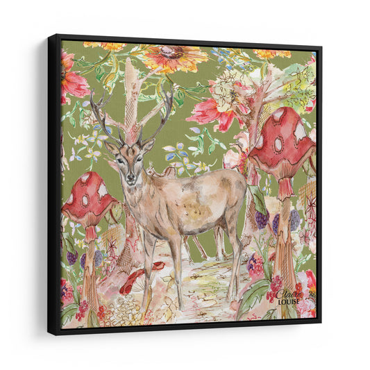 Whimsical Stag Framed Canvas Print