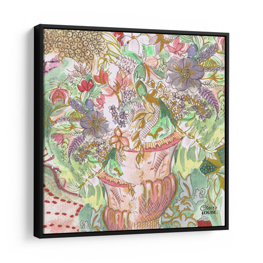 Earth Lime Bloom Framed Canvas Print