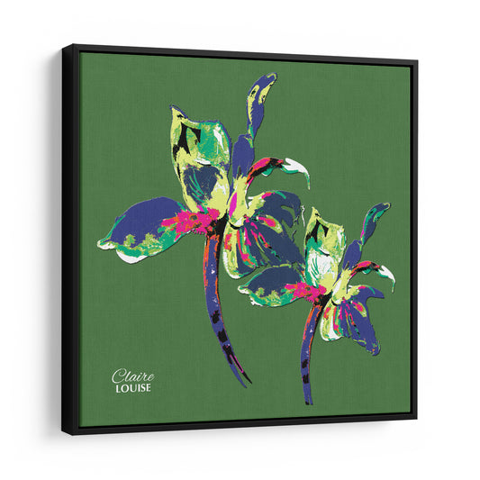 Forest Green Iris Framed Canvas Print