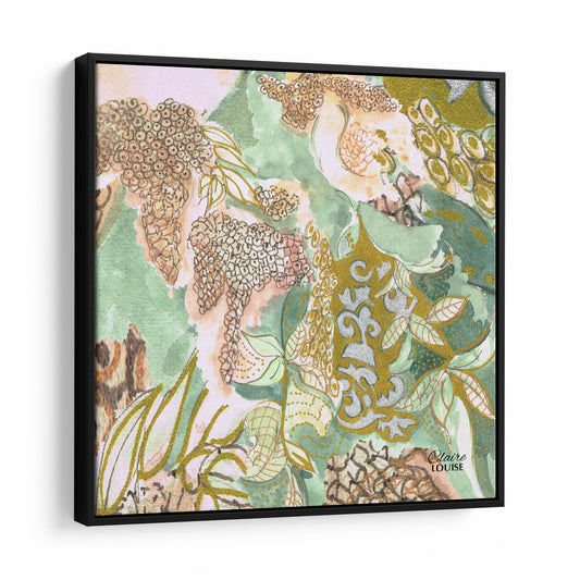 Malachite Clay Bloom Framed Canvas Print