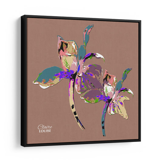 Mocha Mousse Iris Framed Canvas Print