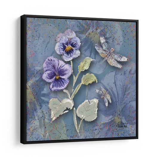 Powder Bloom Pansies Framed Canvas Print