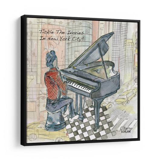Tickle The Ivories In New York Framed Canvas Print