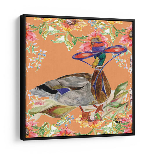 Whimsical Duck Framed Canvas Print