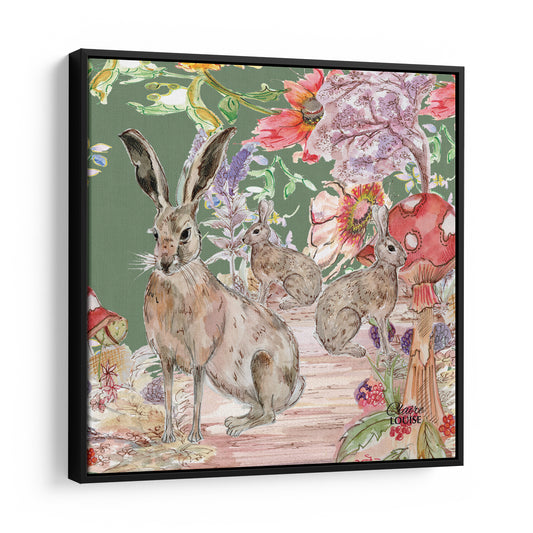 Whimsical Hare Framed Canvas Print