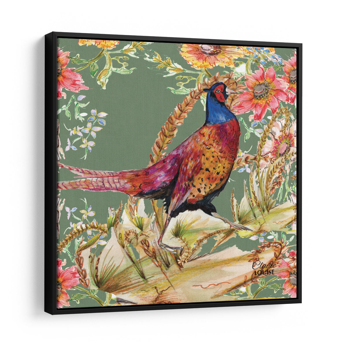 Whimsical Pheasant Framed Canvas Print
