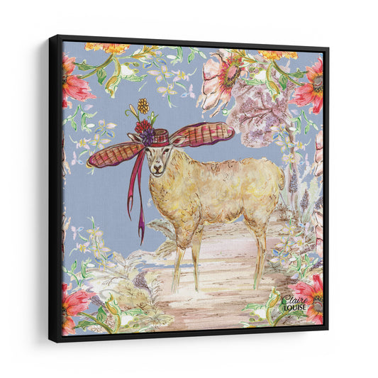 Whimsical Sheep Framed Canvas Print